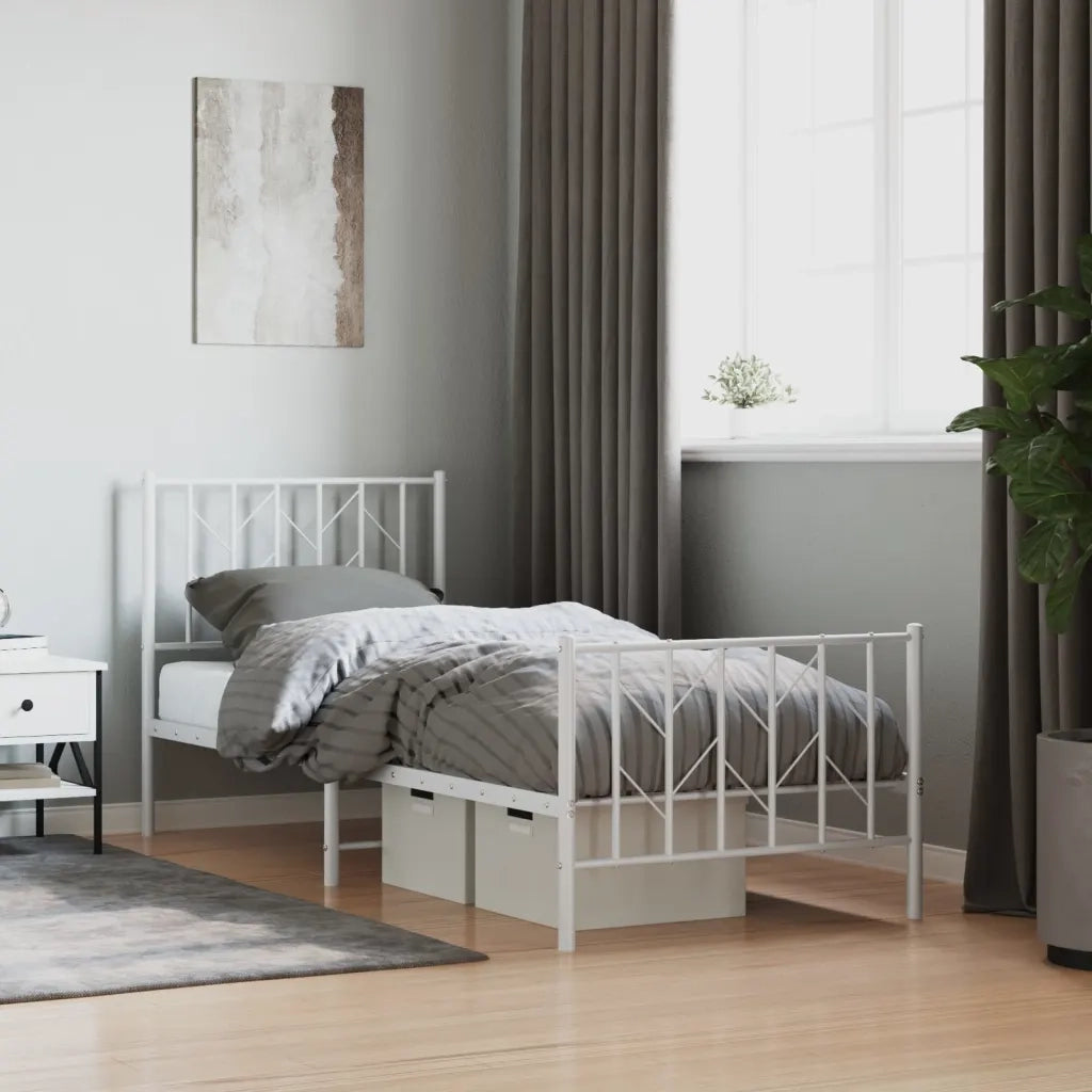 Giroletto con Testiera e Pediera-Struttura Letto Metallo Bianco 80x200 cm 101585