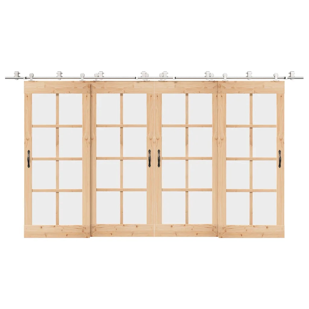 Kit Binari Porta Scorrevole 200 cm Acciaio Inossidabile Argento 3295762