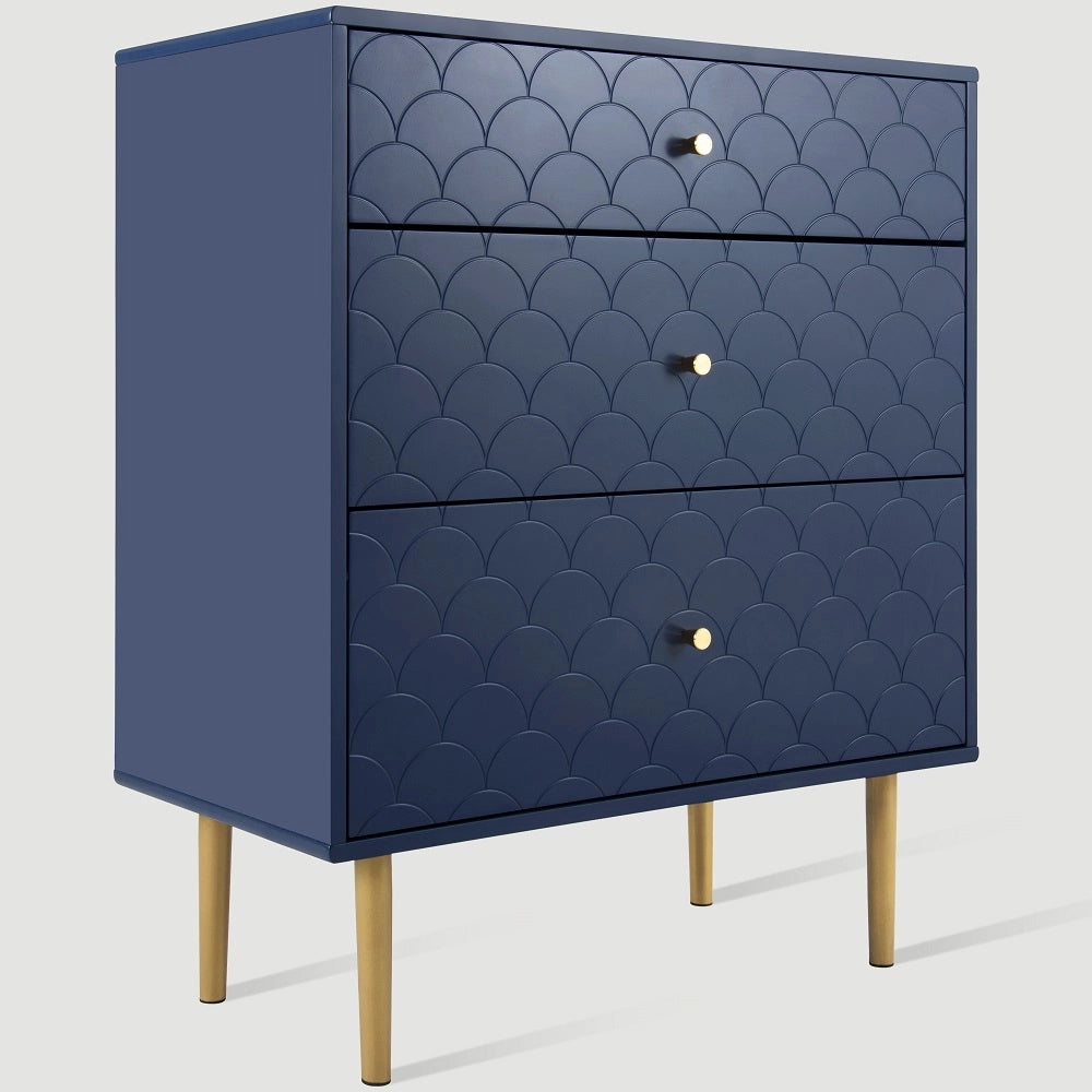 Table basse commode 3 cassetti per camera da letto - Xylo - Blu navy