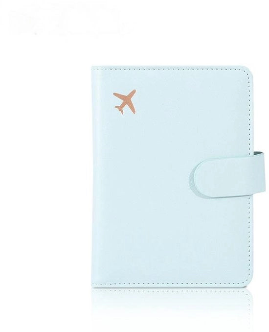 Portafoglio per documenti con cover in pelle PU per uomo e donna, carte di credito, biglietti di ingresso, portafoglio per viaggiatore - Blu Celeste