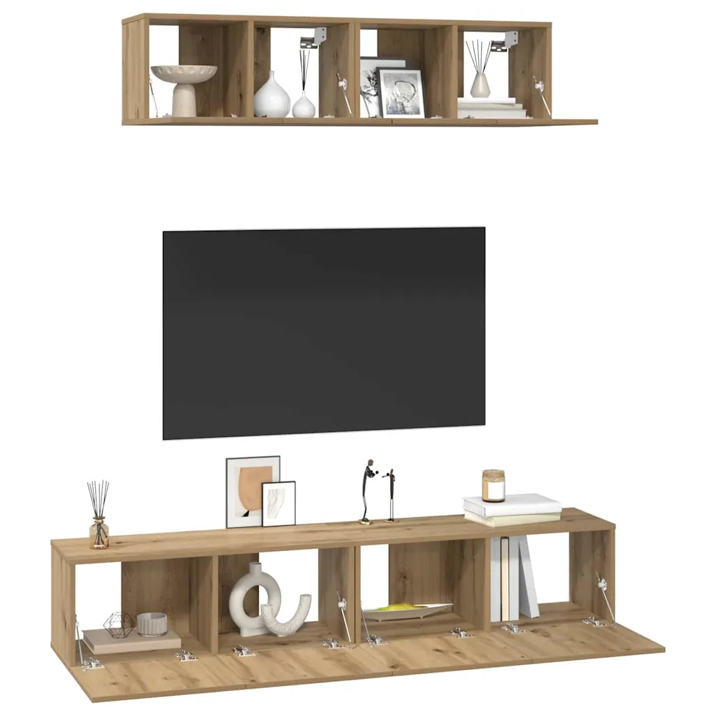Set mobile TV 4 pcs Rovere artigianale Legno multistrato 3393362