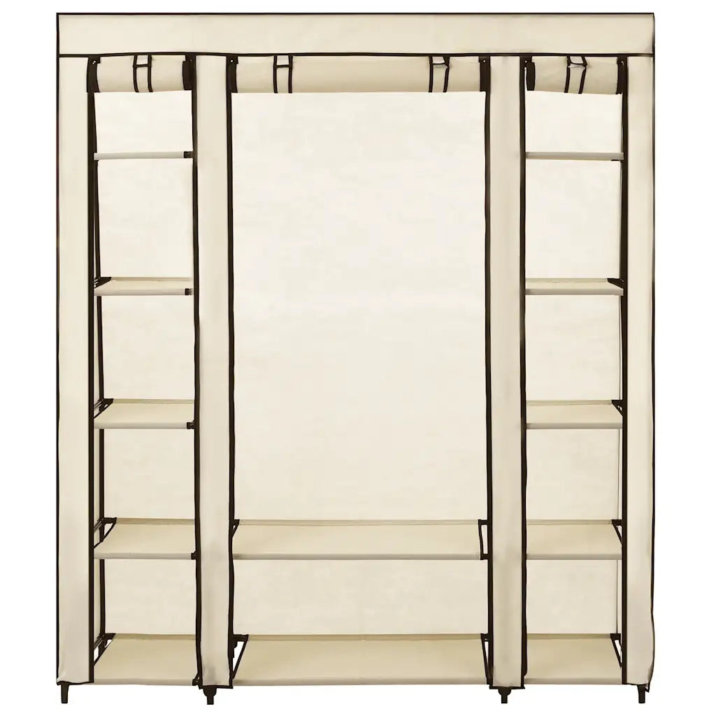 Armadio con Scomparti e Aste Crema 150x45x176 cm in Tessuto cod mxl 74058