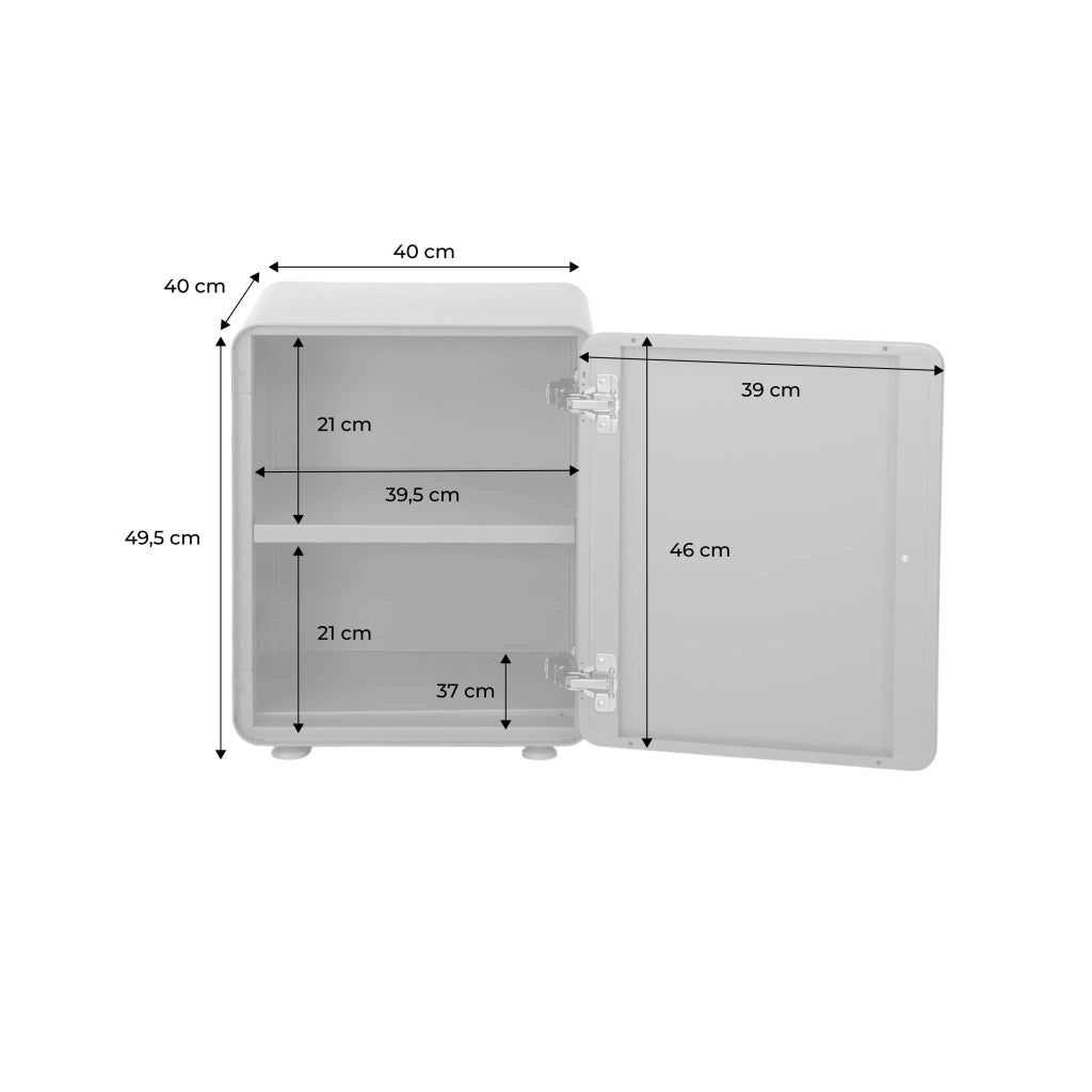 Comodino industriale in acciaio 1 anta, beige