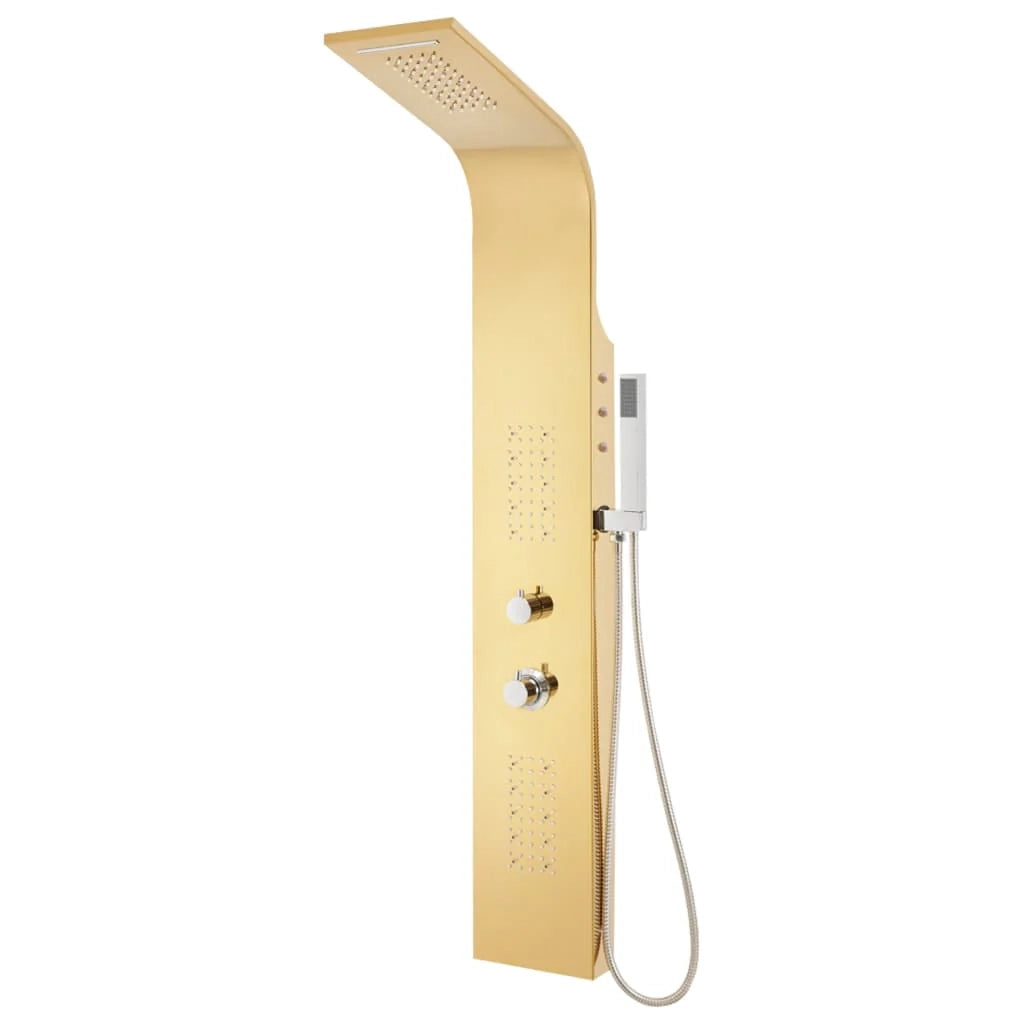 Sistema di pannelli doccia colonna doccia accessori set per bagno interno casa acciaio inox 201 curvato dorato 02_0003111