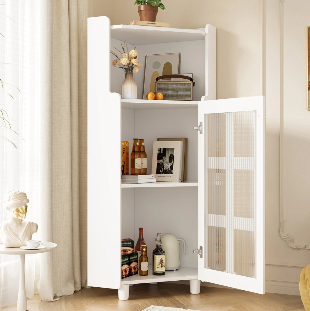 Mobile angolare 63,5x124 cm bianco in MDF - LED con controllo app