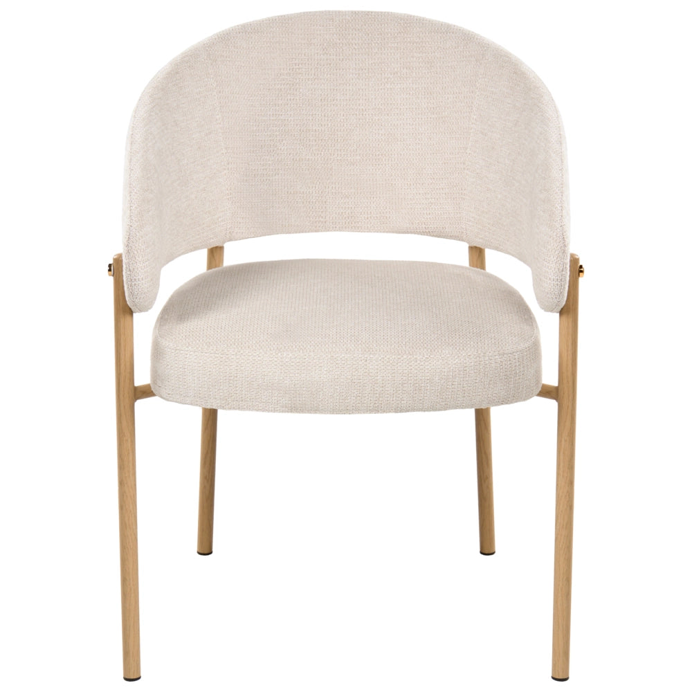 Set di 2 sedie da pranzo Rivestimento in tessuto beige chiaro Gambe in metallo curve Base Sala da pranzo