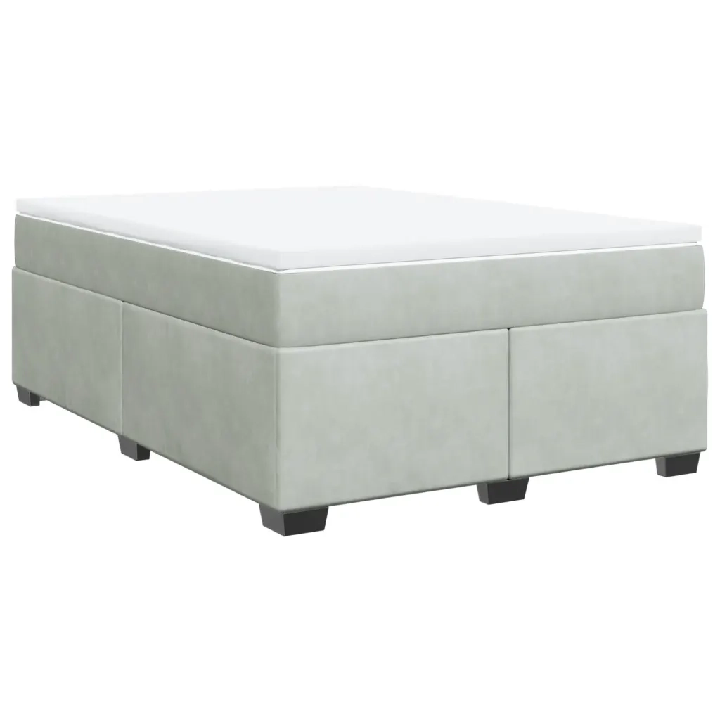 Giroletto a Molle con Materasso Grigio Chiaro 140x190cm Velluto