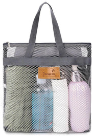 Douchetas con maniglia, 1 pezzo, con capacità di stoccaggio per bagno, grande capacità, douchetas portatile per palestra, bagno, spiaggia, toilette da viaggio (grigio)