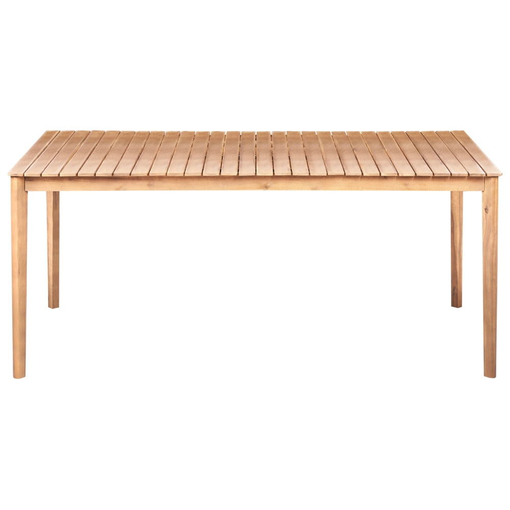 Set da pranzo da giardino con 6 sedie e tavolo marrone chiaro in legno di acacia con piano rettangolare in stile rustico da esterno