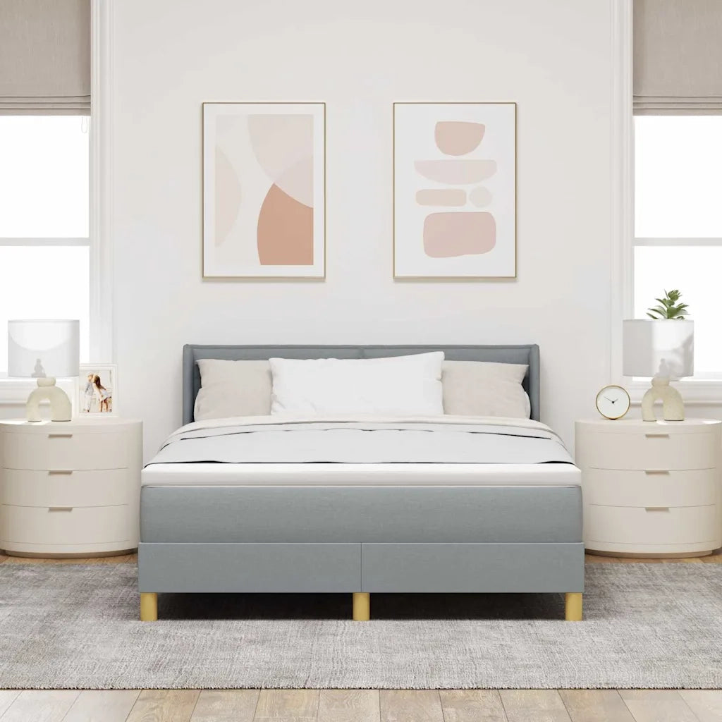 Letto a molle con materasso Grigio chiaro 200 x 140 cm Tessuto 3341230