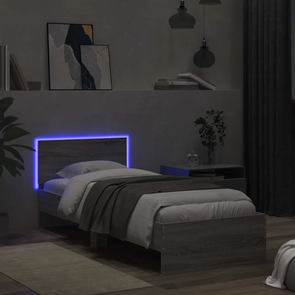 Letto con LED Sonoma grigio 80 x 200 cm Legno ingegnerizzato