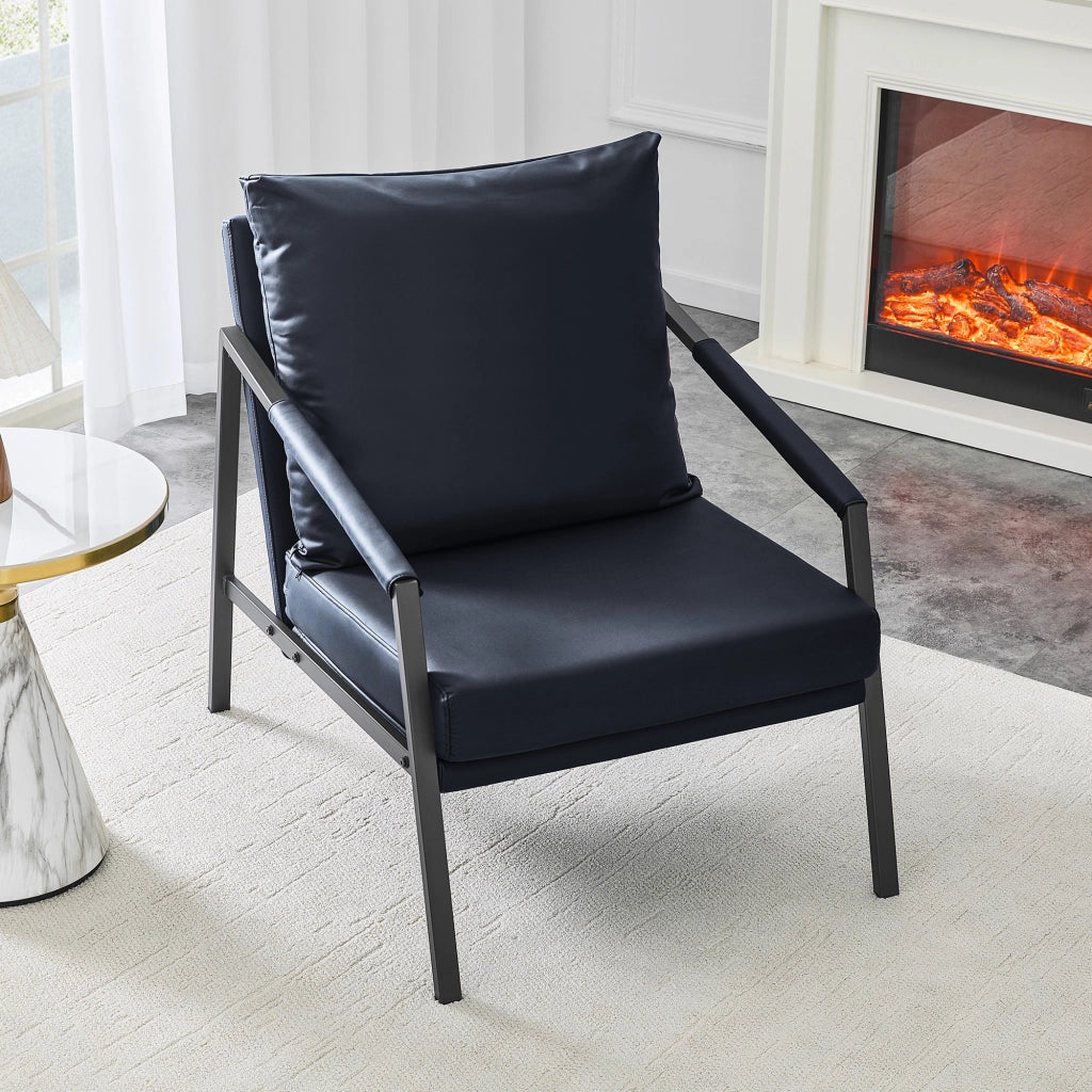 POLTRONA in ecopelle PU nera 91,5 x 68,0 x 32,5 cm