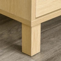 Cassettiera a 3 Cassetti in Legno e Rattan Stile Boho Chic, 80x40x80cm