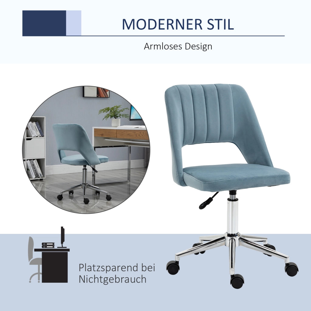 Sedia da ufficio girevole regolabile in altezza con schienale ergonomico e seduta imbottita in poliestere blu