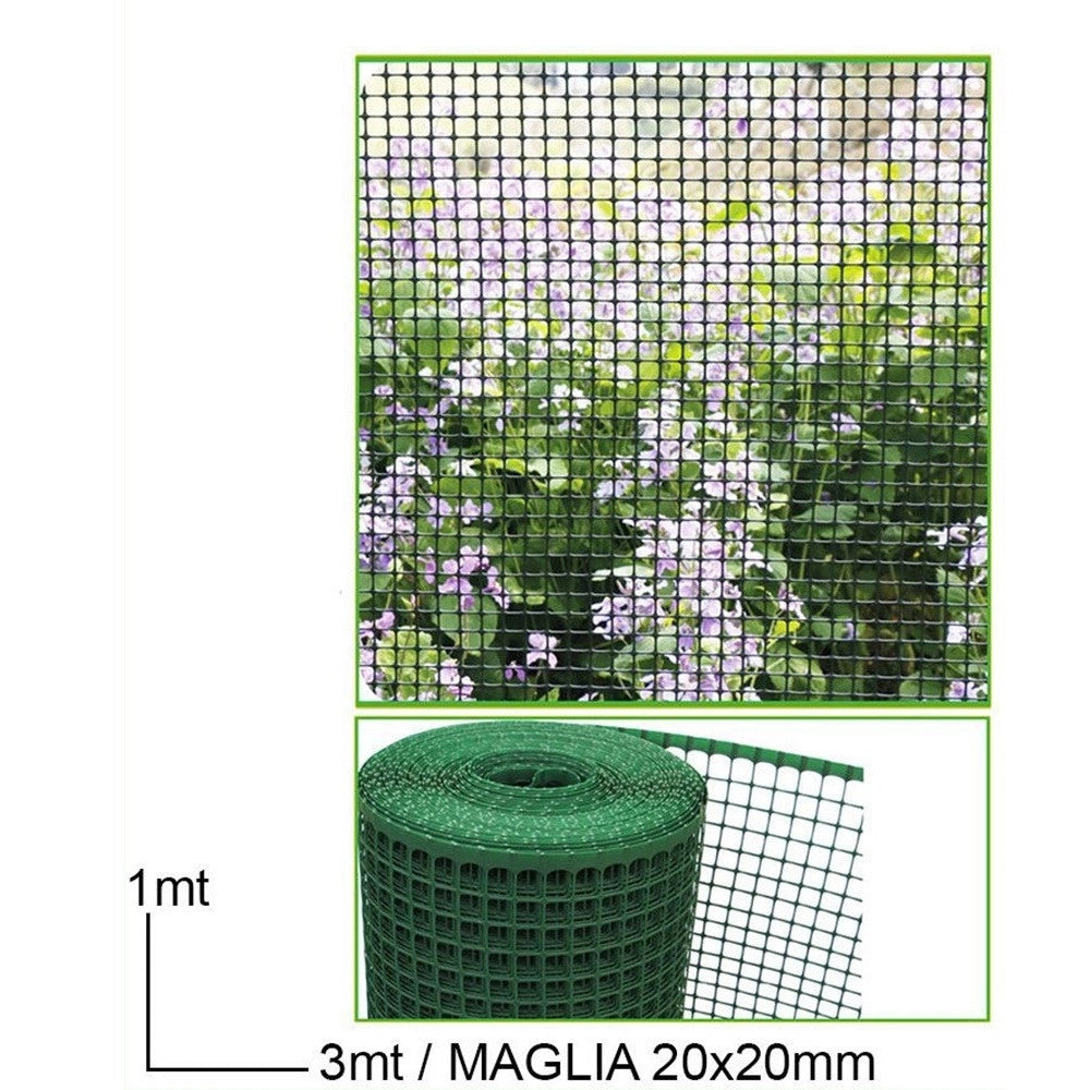 Trade Shop - Rete Protettiva In Plastica Per Aiuole 1 X 3 Mt A Maglia Quadrata 20x20 Mm 18261 -