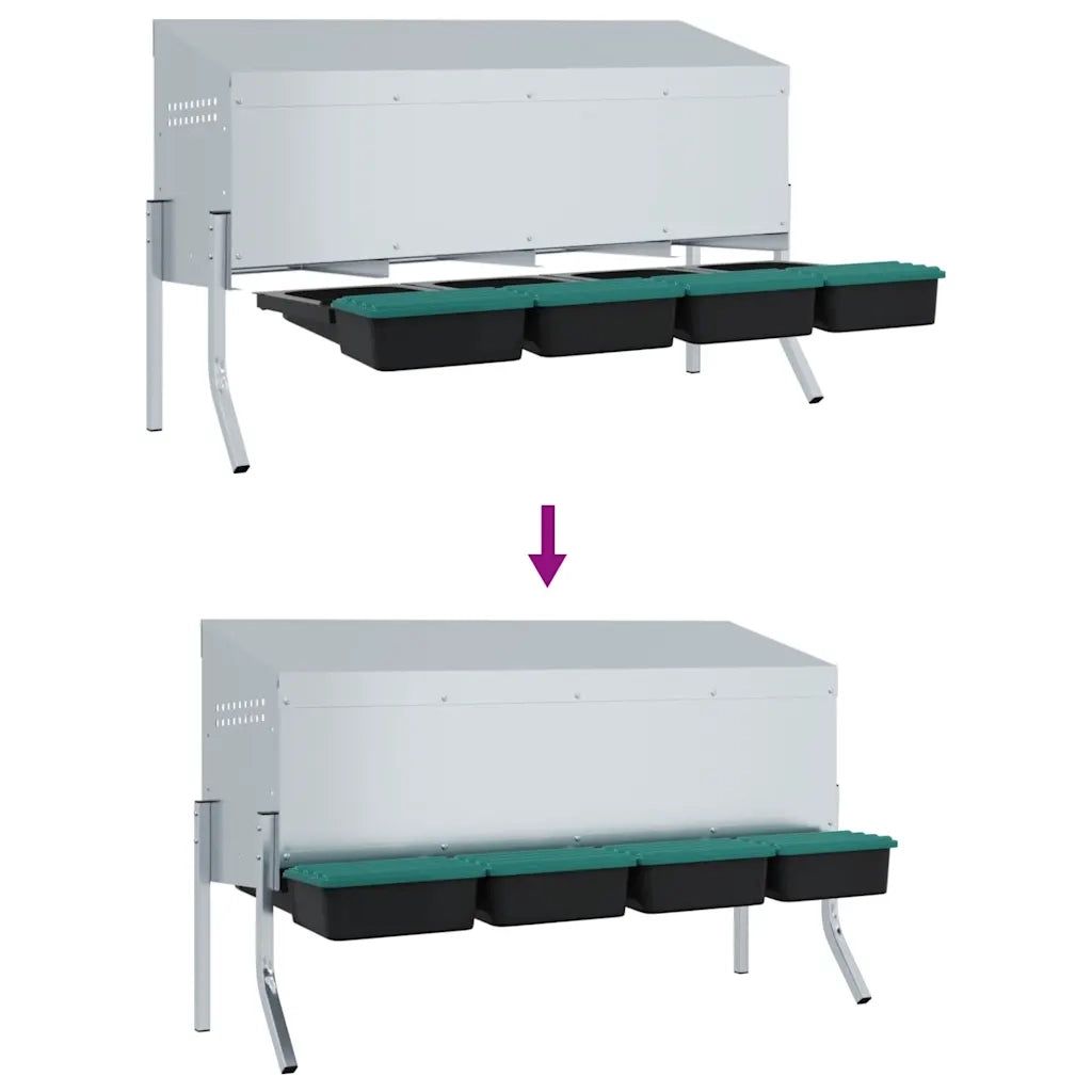 Nido per Galline a 4 Scomparti con Gambe in Acciaio Zincato CFW6865095