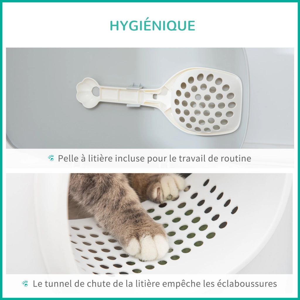 Casetta igienica per gatti chiusa con coperchio e paletta ¨C zephmum ¨C bianco plastica 55x40x39 cm