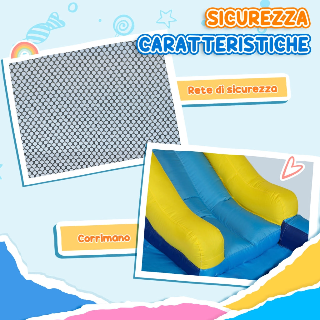 Castello Gonfiabile 5 in 1 per Giardino ¨C Zephmum ¨C 360x250x195cm Multicolore