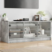 Mobile Porta TV con Ante-Mobile per TV-Credenza TV in Vetro Grigio Cemento 102x37x42 cm 607788