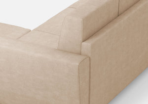 Divano 2 Posti con Pouf 152x155x85 cm Yasel in Tessuto Beige