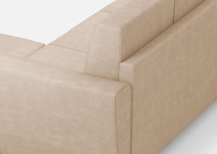 Divano 2 Posti con Pouf 172x145x85 cm Yasel in Tessuto Beige