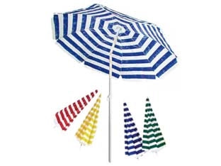 OMBRELLONE DA SPIAGGIA IN TNT A RIGHE TONDO CM.180  colore bianco/giallo    VETTE