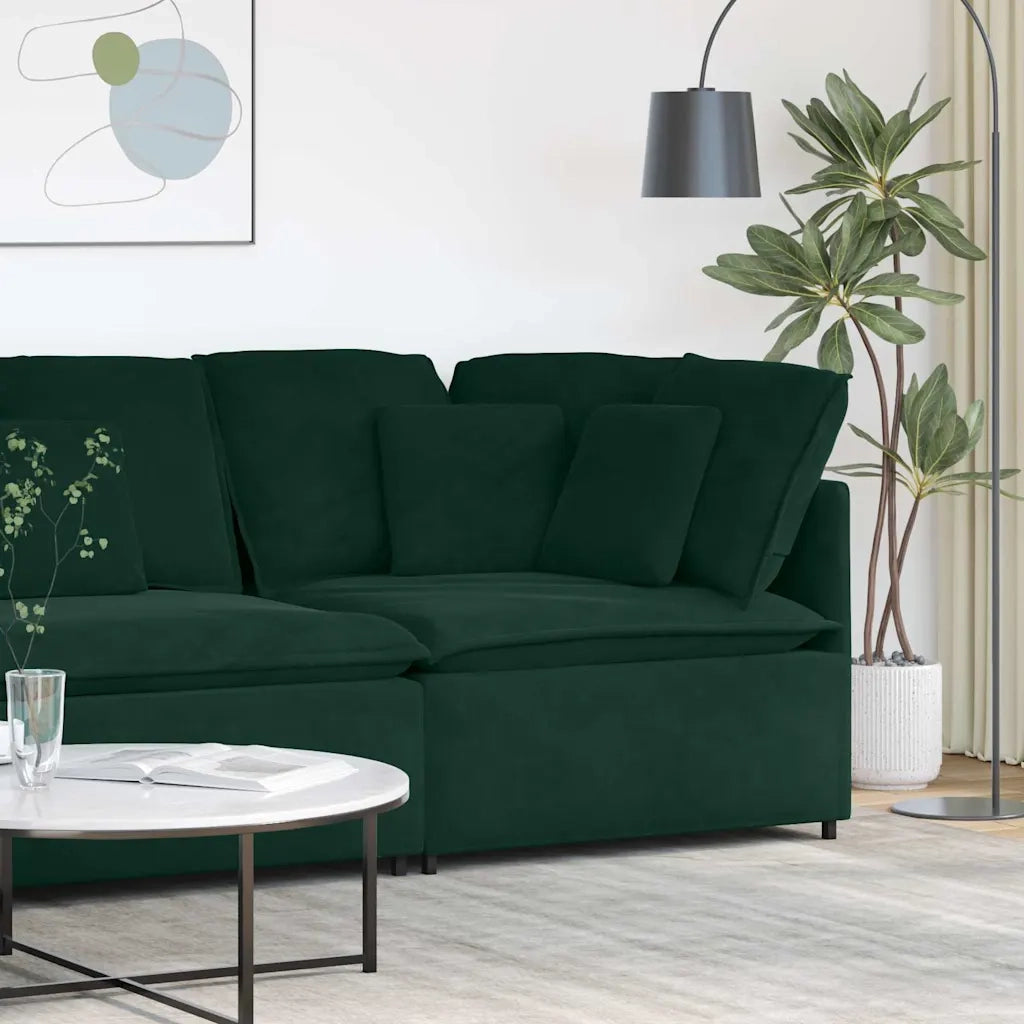 Modulo Angolare Divano Modulare con Cuscini Verde Scuro 100 cm CFW7980881