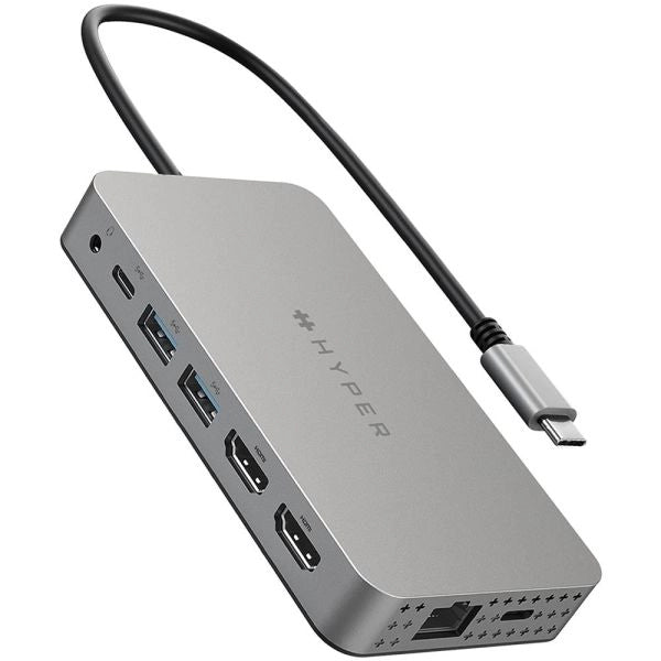 Targus duel hdmi 10-in1 docking station universale per laptop 4x usb 3.2 / 2x hdmi dual display 4k acciaio inossidabile + power delivery 100w - HDM1H-GL