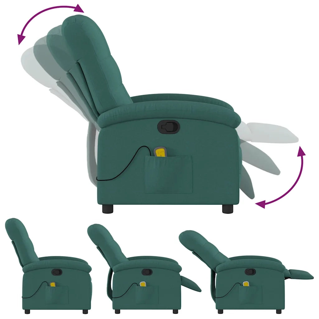 Divano Sedia-Poltrona Massaggiante Reclinabile Verde Scuro in Tessuto 776115