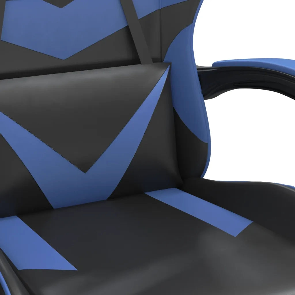 Sedia da Gaming con Poggiapiedi Nero e Blu in Similpelle cod mxl 66226