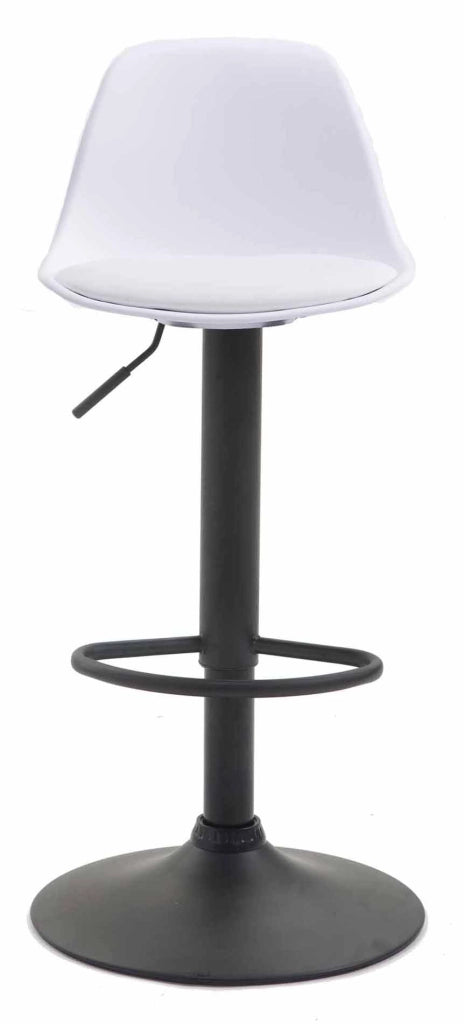 Set 2 sgabelli Kiel in polipropilene e similpelle nero,bianco