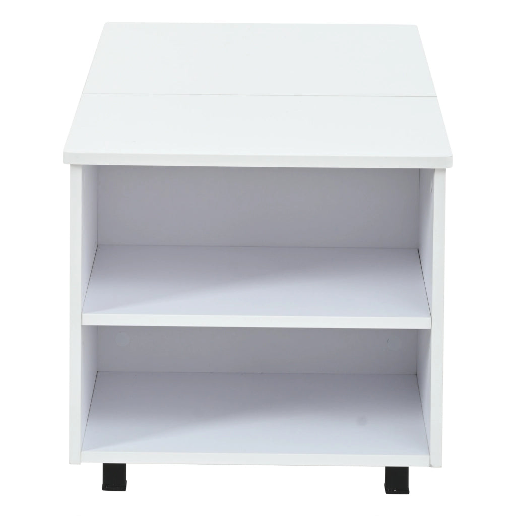 Tavolino da Caff¨¨ con LED e Vano Nascosto ¨C MINIMAL ¨C Bianco Lucido 50x100x46
