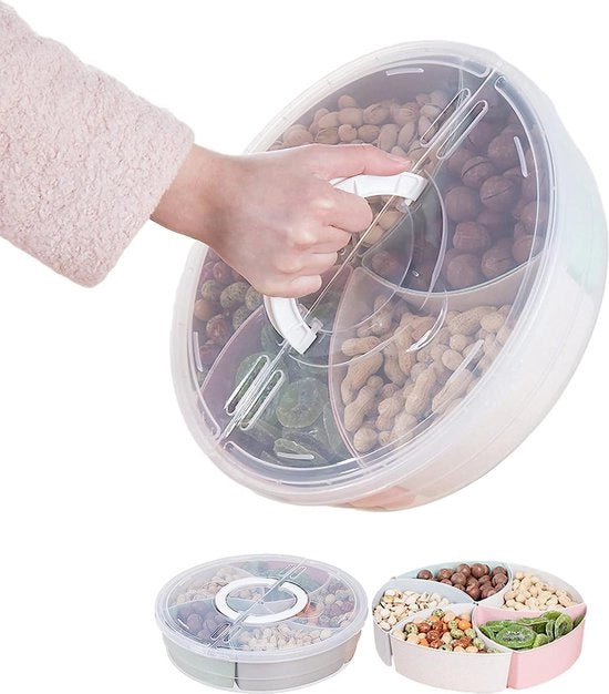 Distanziatore di carico con coperchio e maniglia Scatola di conservazione trasparente con 5 contenitori in plastica per dolci, frutta, noci, snack