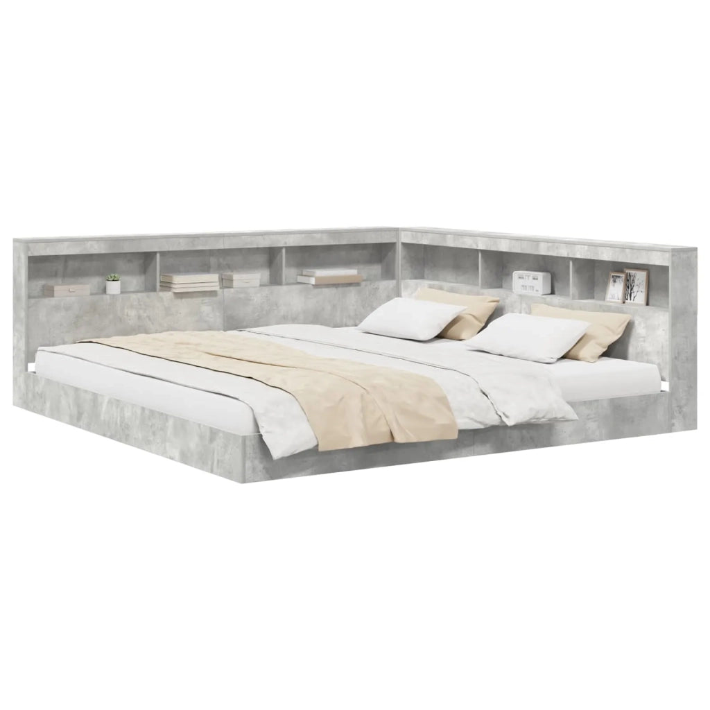 Letto Libreria Grigio cemento 180 x 200 cm Legno multistrato 3335746