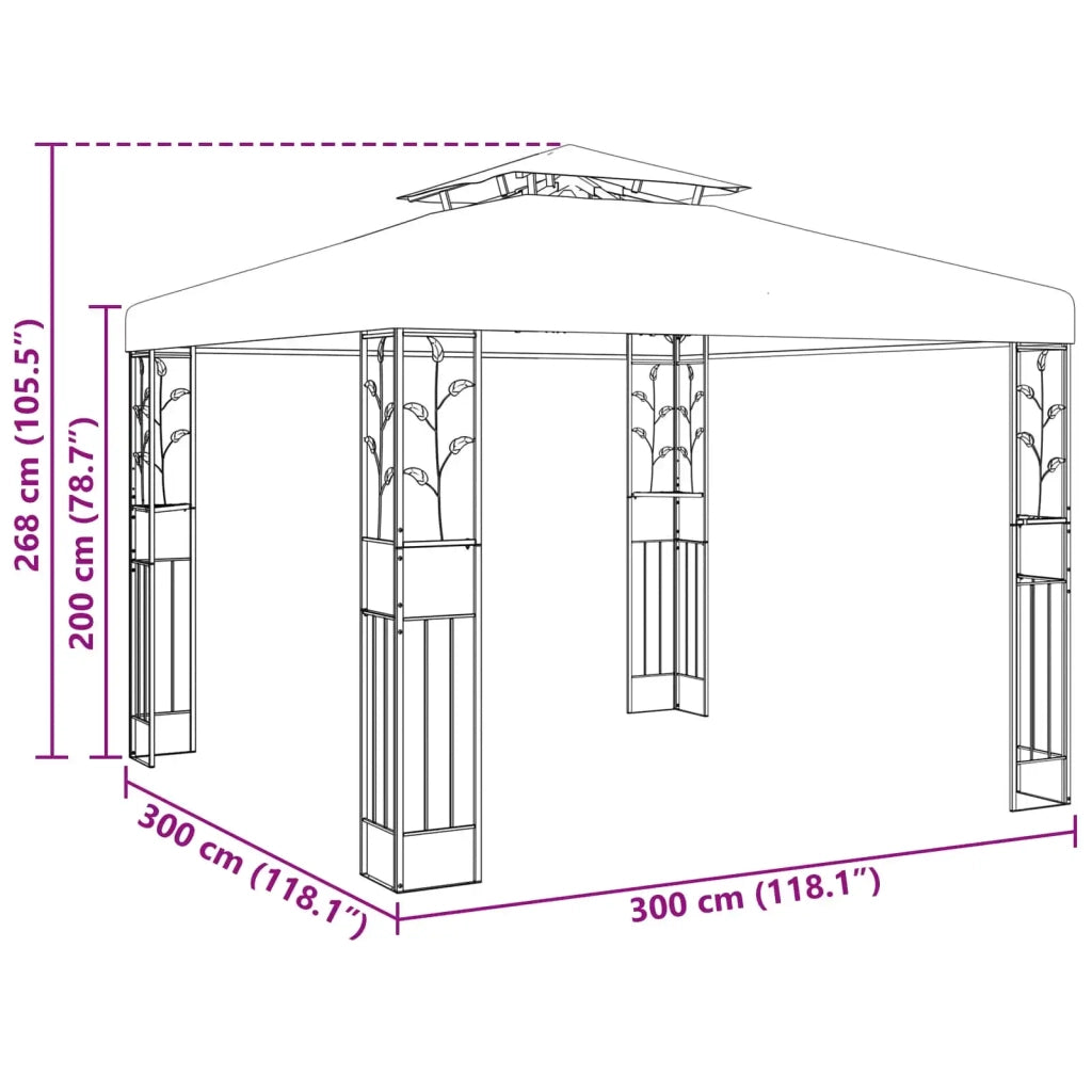 Gazebo | Pergolato 3 x 3 x 2,68 m Verde Poliestere e Acciaio