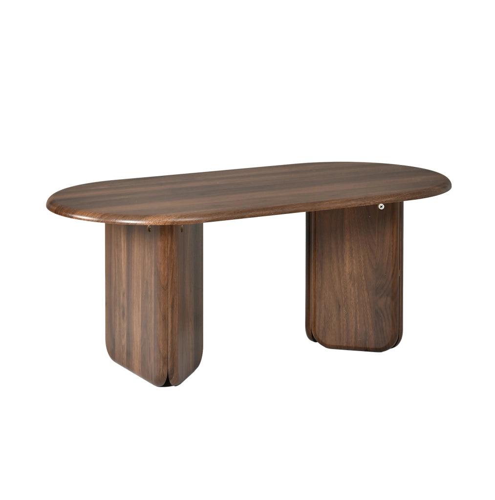 Tavolino da caffè ovale in MDF color noce 99 × 50 × 40 cm