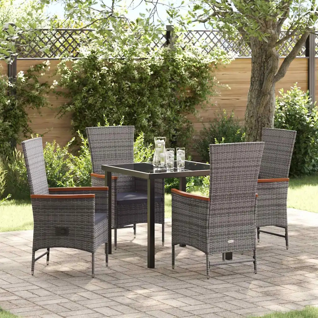 Set da Pranzo per Giardino con cuscino 5 pcs Grigio 3379437