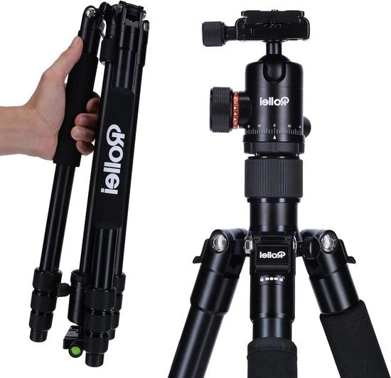 Stativo compattibile per fotocamera - leggero - utilizzo multifunzionale - 1 pezzo - nero - alluminio