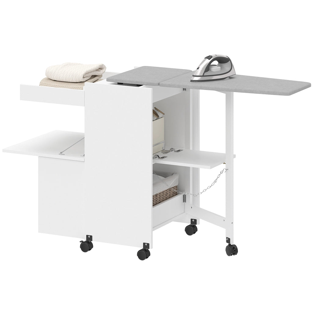 Tavolo da stiro pieghevole con ruote ¨C zephmum ¨C bianco 80x40x100 cm
