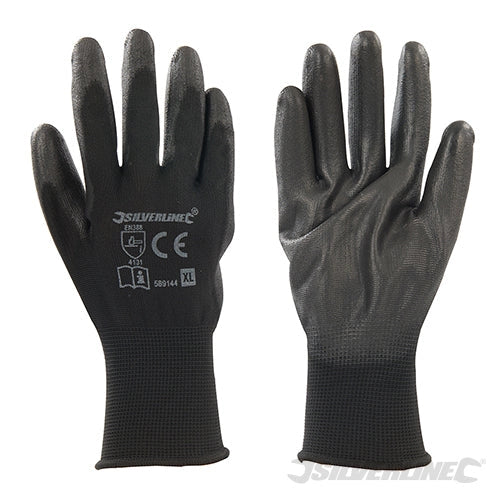 Guanti PU con palmo rinforzato neri fodera interna in nylon silverline - XL 10 / nero