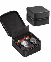 Ottima Custodia per Orologi con Tasca Accessori e Cerniera Top-Grain Pelle per Uomo | Chiusura Robusta e Portatile, Adatta a Tutti gli Orologi e Smartwatch fino a 60 mm (2+1GR)