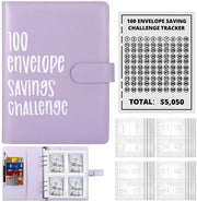 100 buste A5, budgetario con buste trasparenti e chiusura magnetica $ 50-50, organizzatore di budget risparmiatore sfida di risparmio per casa, scuola (blu)