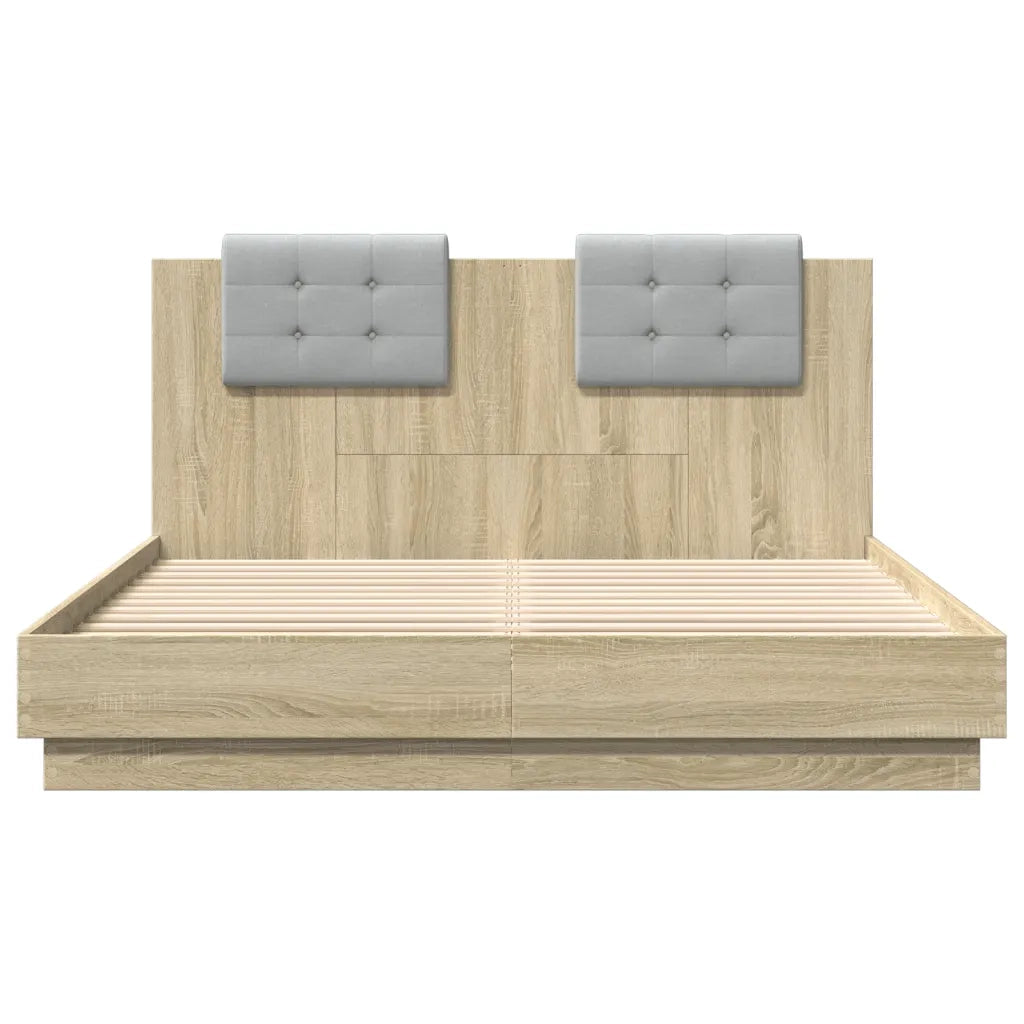 Giroletto con Testiera e LED Rovere Sonoma 140x200 cm 3210012