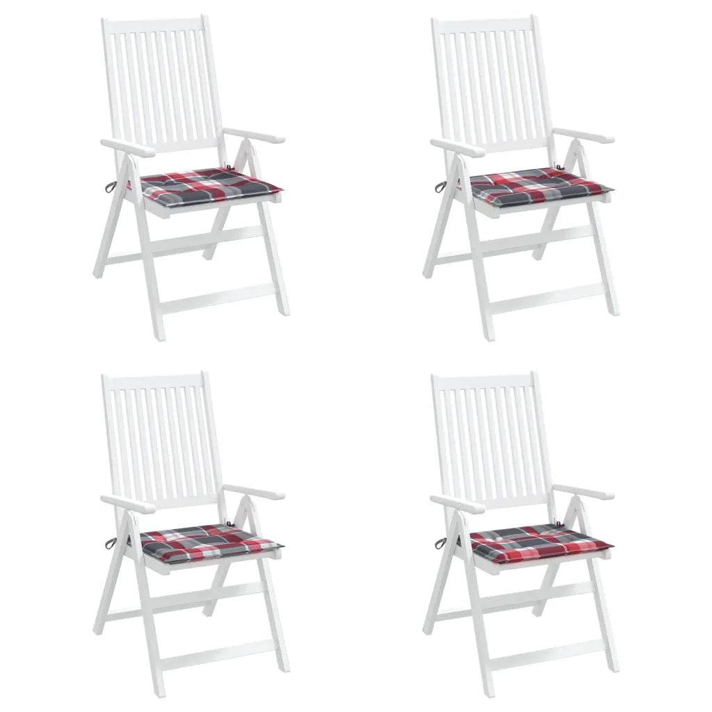 Cuscini Sedie Giardino a Quadri Rossi 4 pz 50x50x3 cm Tessuto