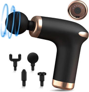 Strumento di massaggio muscolare, Strumento di massaggio tessuto profondo, Apparecchio di massaggio percussivo muscolare, Apparecchio di massaggio muscolare mini con 4 estremità, Portatile e ultra leggero (nero)