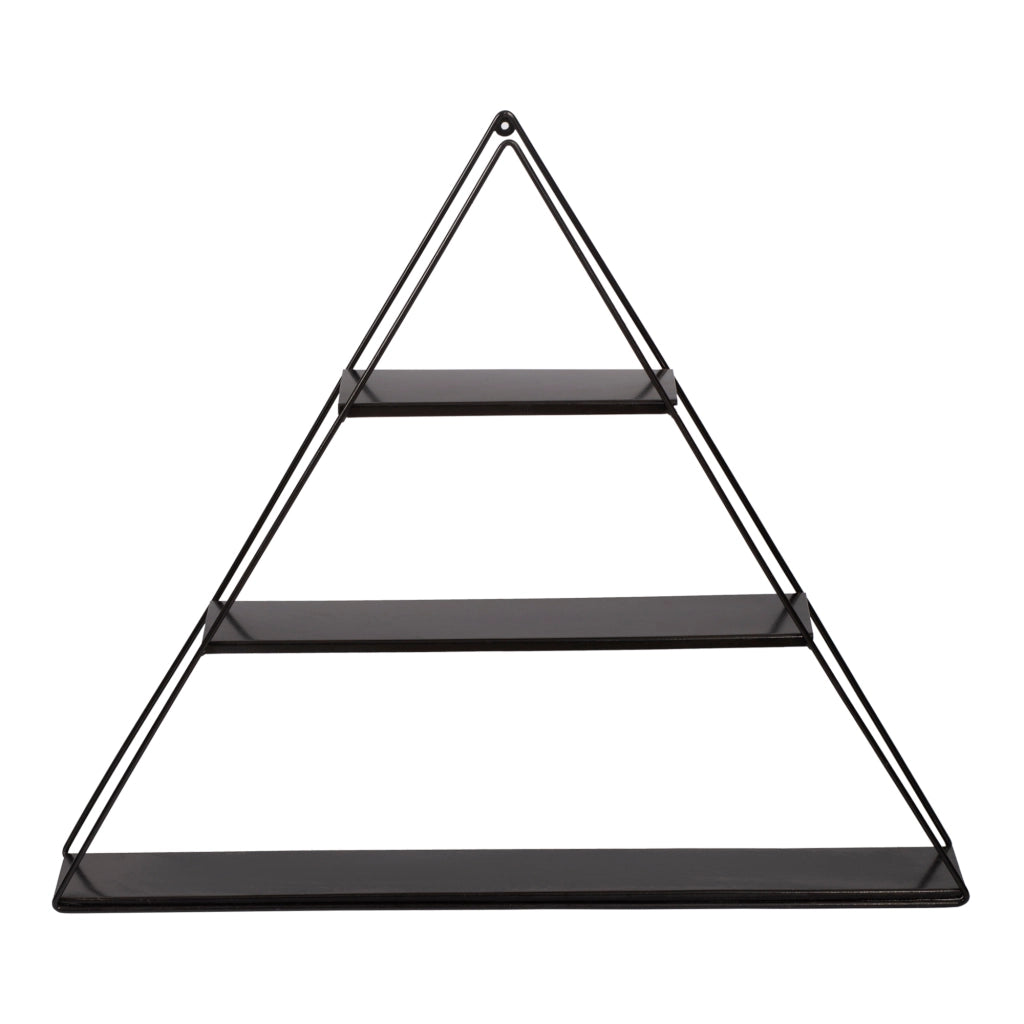 Scaffale Pensile a Forma di Piramide Consolle Triangolare a Muro con 3 Ripiani Mensola da Parete in Metallo 59 x 70 x 9 cm Nero [en.casa]