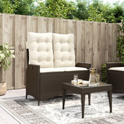 Panca Reclinabile da Giardino con Cuscini-Sgabello-Sedia da esterno Marrone in Polyrattan 464052