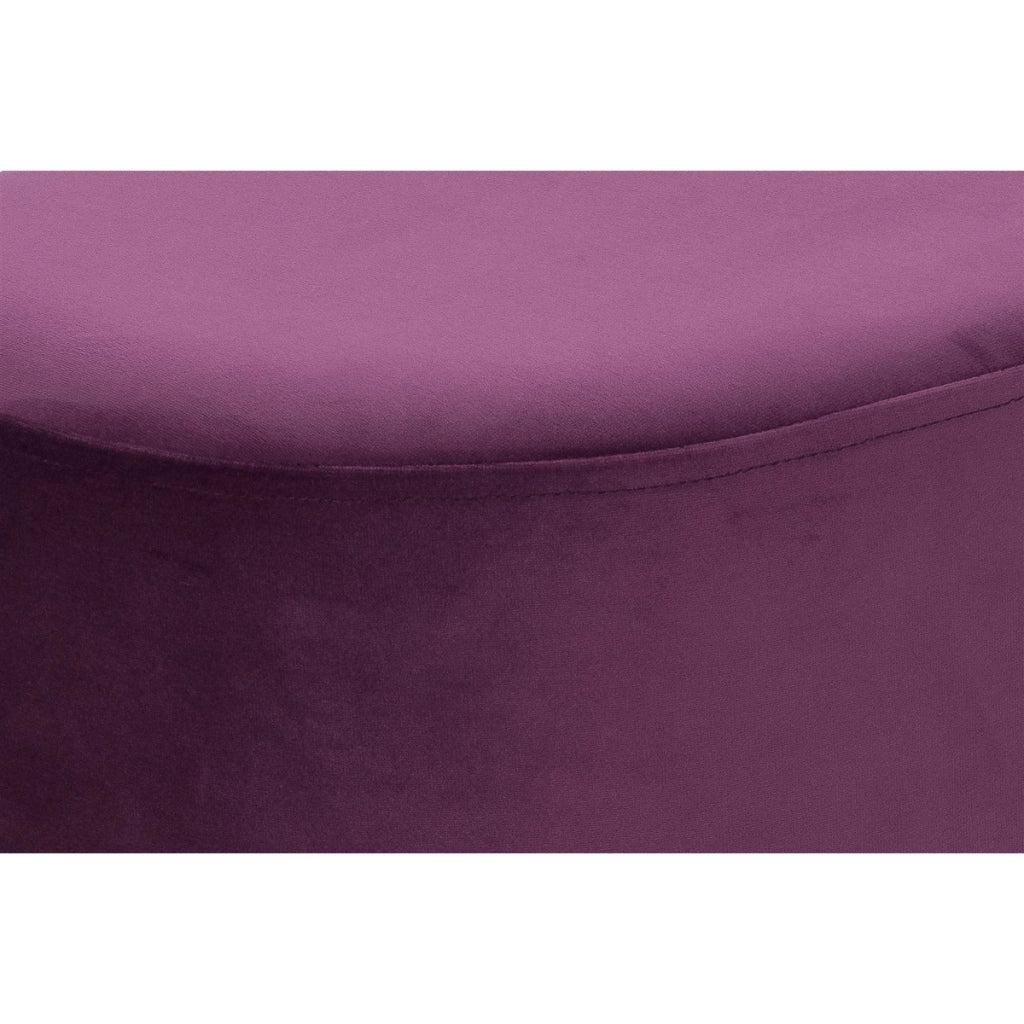 Pouf ovale Nano in velluto blu con base dorata