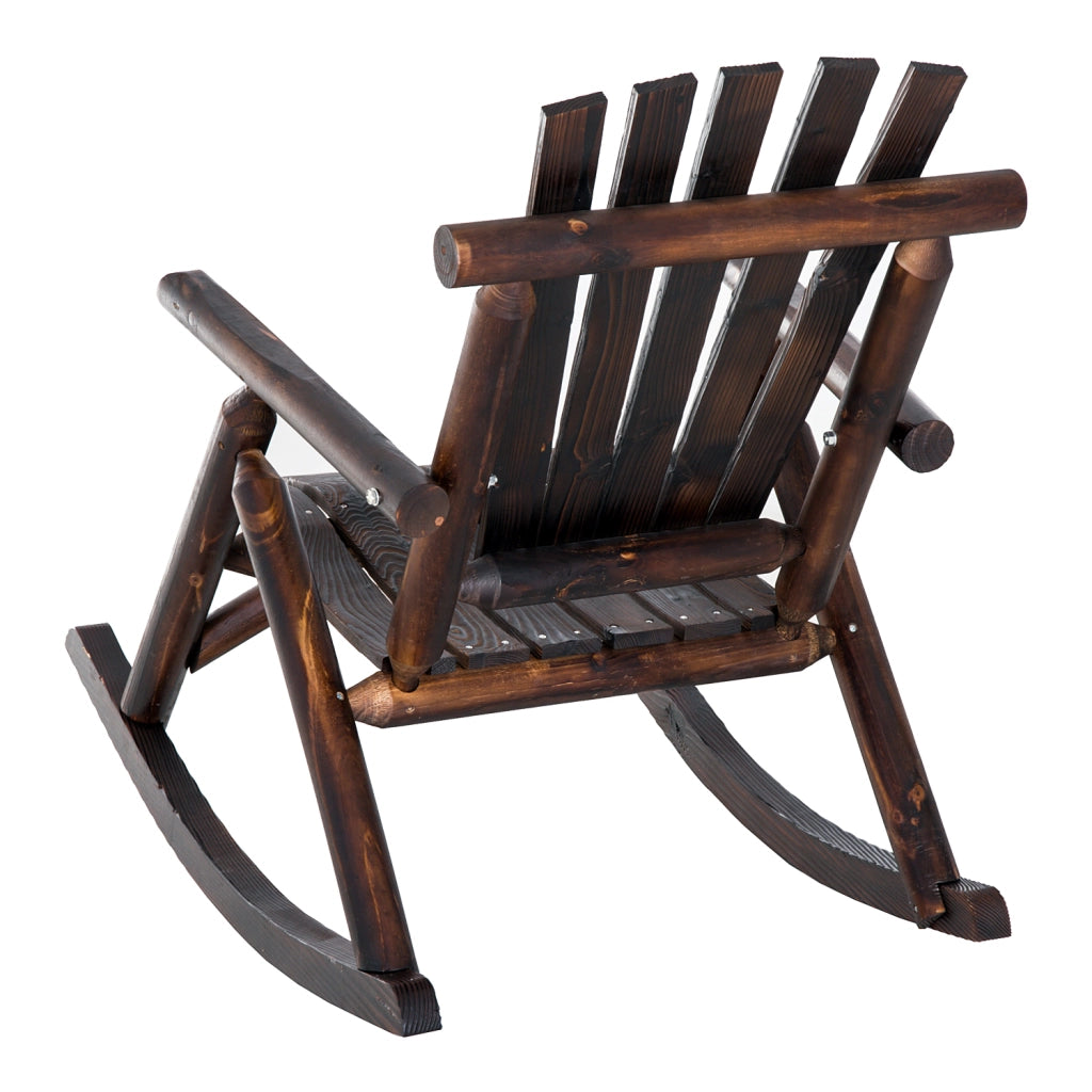 Sedia a dondolo con bracciolo in legno massiccio carbonizzato impermeabile 97 x 69 x 93 cm ideale per giardino e terrazza