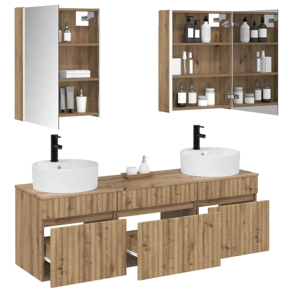 Set di Armadi da Bagno 5 pcs Rovere Artigianale 3406614